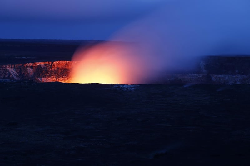 Volcano eruption with lava